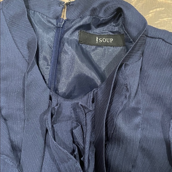 Chic Navy Ruffle Mini Dress - Picture 3 of 4